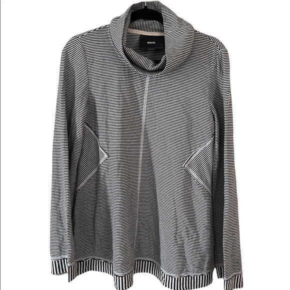 Anthropologie Maeve Black White Stripe Mock Neck Long Sleeve Sweater Women Small - Picture 1 of 10